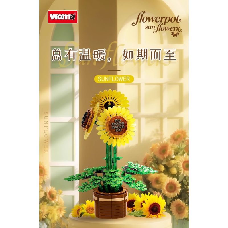 WOMA 11350 Sun Flower Xếp hình lắp ráp ghép mô hình hoa hướng dương