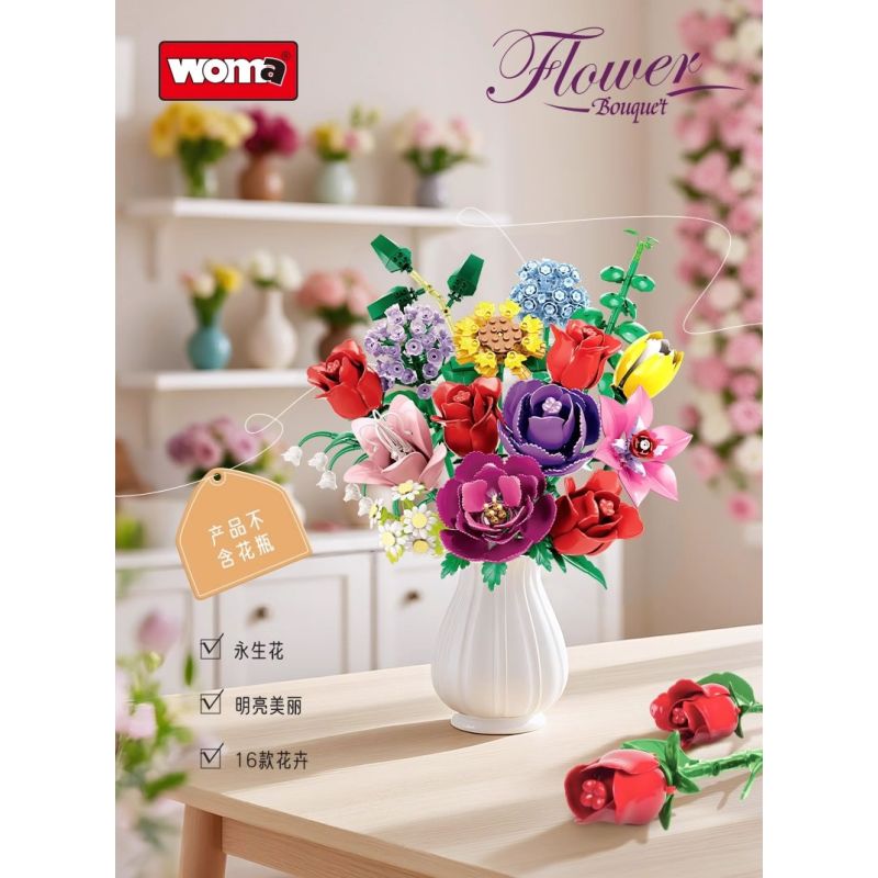 WOMA 11304 Flowers Bought Xếp hình lắp ráp ghép mô hình Thời gian lãng mạn 16 bông hoa