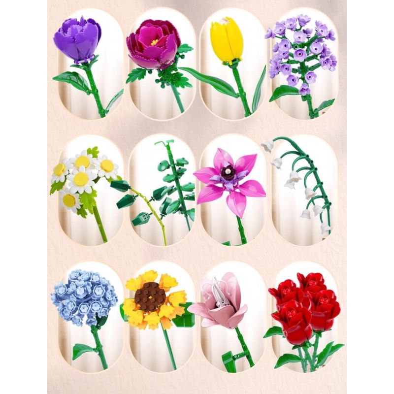 WOMA 11304 Flowers Bought Xếp hình lắp ráp ghép mô hình Thời gian lãng mạn 16 bông hoa