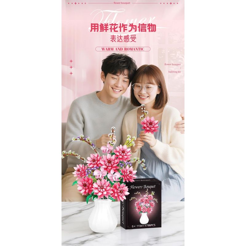 WOMA 11341 Flowers Bought Xếp hình lắp ráp ghép mô hình thược dược