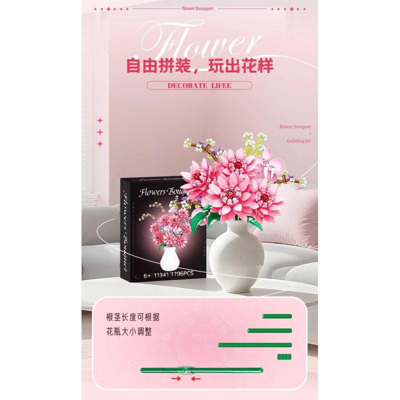 WOMA 11341 Flowers Bought Xếp hình lắp ráp ghép mô hình thược dược