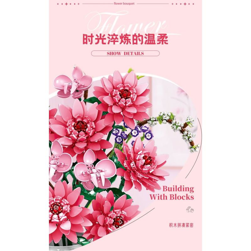 WOMA 11341 Flowers Bought Xếp hình lắp ráp ghép mô hình thược dược