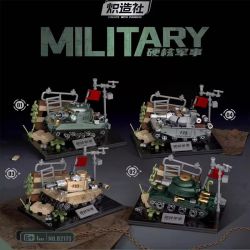 Souzosha B2173 Xếp hình lắp ráp ghép mô hình Xe tăng quân sự hạng nặng 4 mẫu