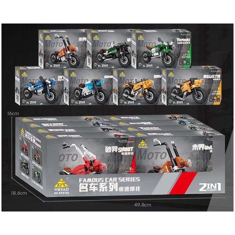 KAZI GBL BOZHI KY6160 Xếp hình lắp ráp ghép mô hình 8 loại xe máy nhanh