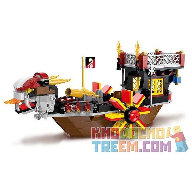 Enlighten 1307 Qman 1307 non  TÀU CON TRAI CỦA BIỂN CẢ bộ đồ chơi xếp lắp ráp ghép mô hình Pirates Of The Caribbean LEGENDARY PIRATES Cướp Biển Vùng Caribe 345 khối