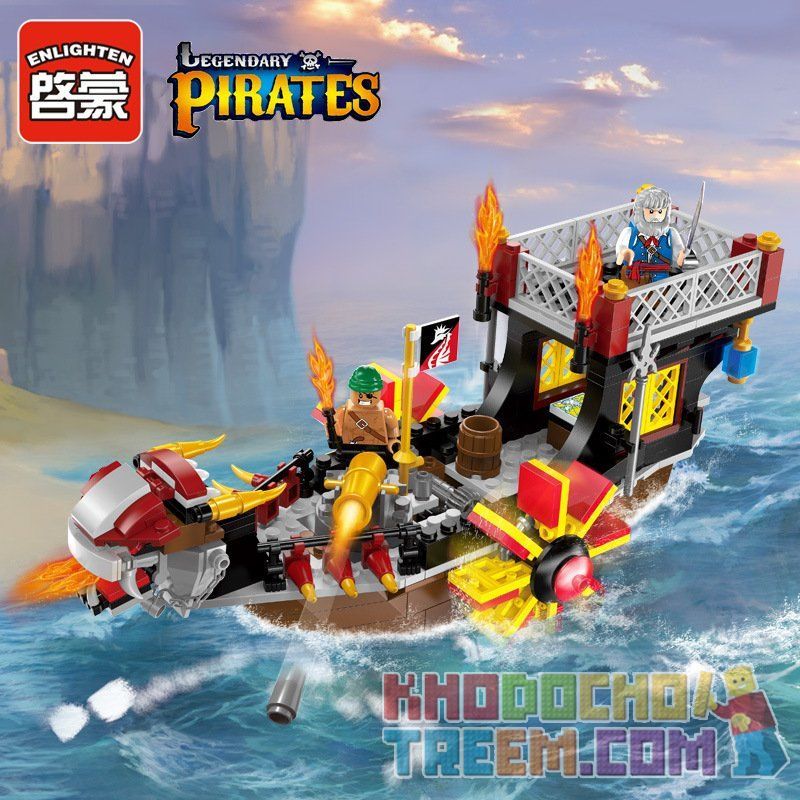 Enlighten 1307 Qman 1307 non  TÀU CON TRAI CỦA BIỂN CẢ bộ đồ chơi xếp lắp ráp ghép mô hình Pirates Of The Caribbean LEGENDARY PIRATES Cướp Biển Vùng Caribe 345 khối