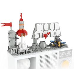 Gobricks B2025M Moon Station Xếp hình lắp ráp ghép mô hình Loa thông minh Xiaodu đế mặt trăng FUN