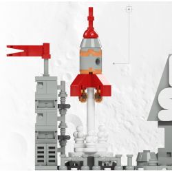 Gobricks B2025M Moon Station Xếp hình lắp ráp ghép mô hình Loa thông minh Xiaodu đế mặt trăng FUN