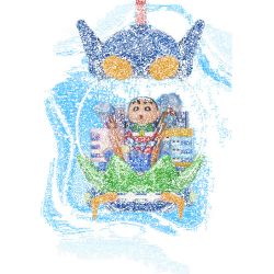 AREA-X AB0160 Xếp hình lắp ráp ghép mô hình Bút hỗ trợ năng lượng năng động Crayon Shin-chan: Tỷ lệ sô cô la hạnh phúc