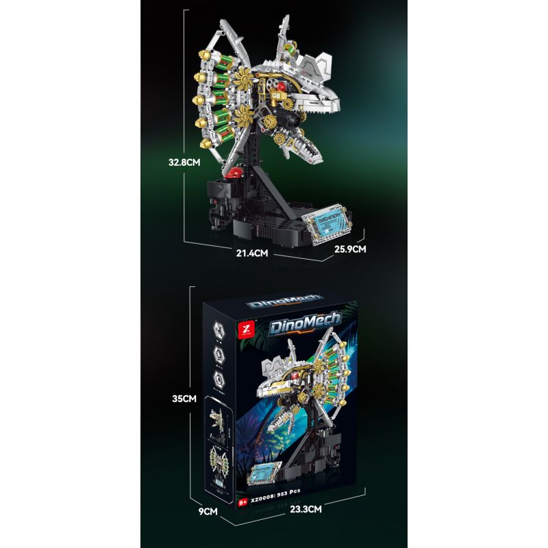 XINZHUAN XZ0008 DinoMech Xếp hình lắp ráp ghép mô hình Sọ Dilophosaurus cơ khí