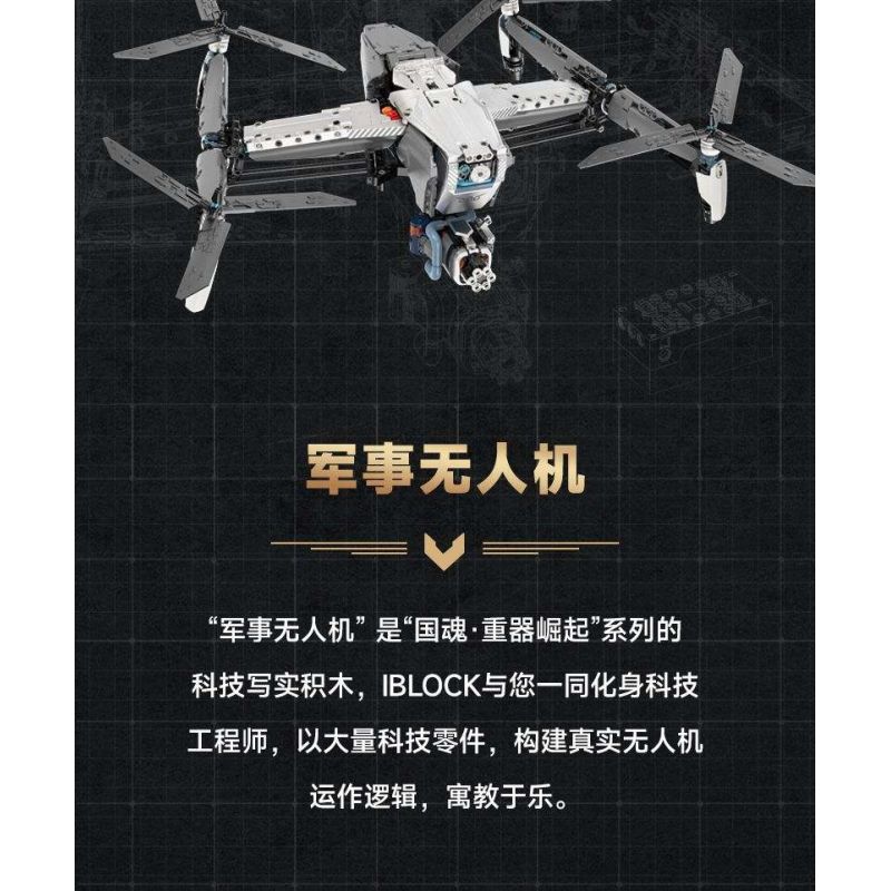 iBlock ib1207 Xếp hình lắp ráp ghép mô hình Linh hồn của đất nước: Sự trỗi dậy của vũ khí hạng nặng: Máy bay không người lái quân sự