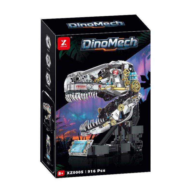 XINZHUAN XZ0005 DinoMech Xếp hình lắp ráp ghép mô hình Hộp sọ Tyrannosaurus cơ khí