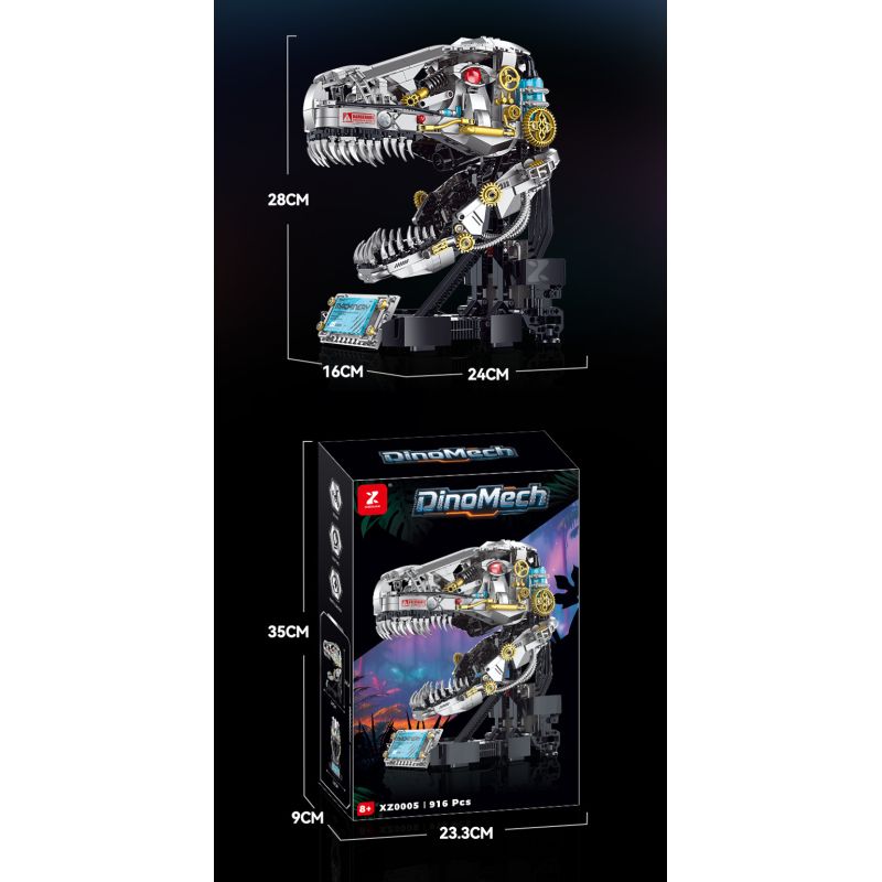 XINZHUAN XZ0005 DinoMech Xếp hình lắp ráp ghép mô hình Hộp sọ Tyrannosaurus cơ khí