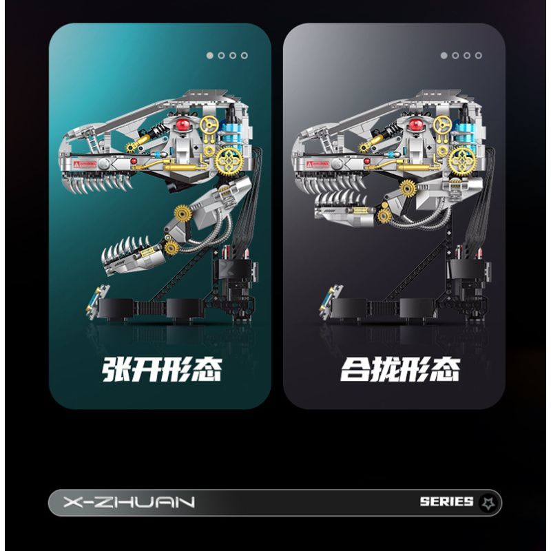 XINZHUAN XZ0005 DinoMech Xếp hình lắp ráp ghép mô hình Hộp sọ Tyrannosaurus cơ khí