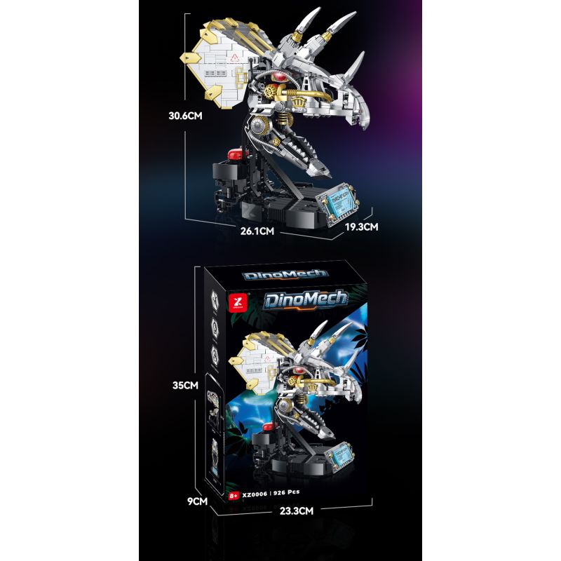 XINZHUAN XZ0006 DinoMech Xếp hình lắp ráp ghép mô hình Hộp sọ cơ học của Triceratops