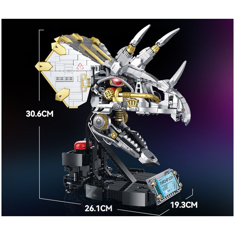 XINZHUAN XZ0006 DinoMech Xếp hình lắp ráp ghép mô hình Hộp sọ cơ học của Triceratops