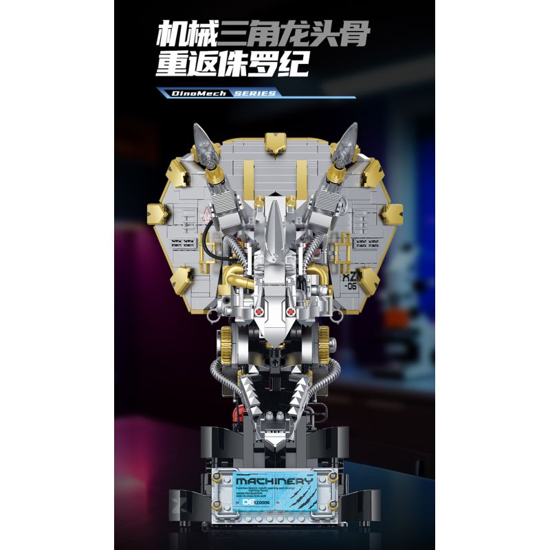 XINZHUAN XZ0006 DinoMech Xếp hình lắp ráp ghép mô hình Hộp sọ cơ học của Triceratops