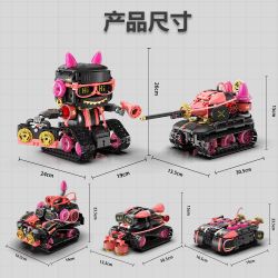 No license PL012 Xếp hình lắp ráp ghép mô hình Mèo âm nhạc biến thành robot 5 trong 1