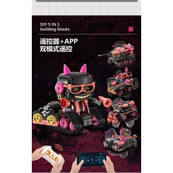 No license PL012 Xếp hình lắp ráp ghép mô hình Mèo âm nhạc biến thành robot 5 trong 1
