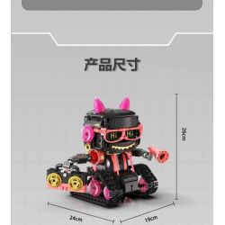 No license PL012 Xếp hình lắp ráp ghép mô hình Mèo âm nhạc biến thành robot 5 trong 1