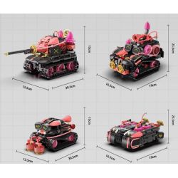 No license PL012 Xếp hình lắp ráp ghép mô hình Mèo âm nhạc biến thành robot 5 trong 1