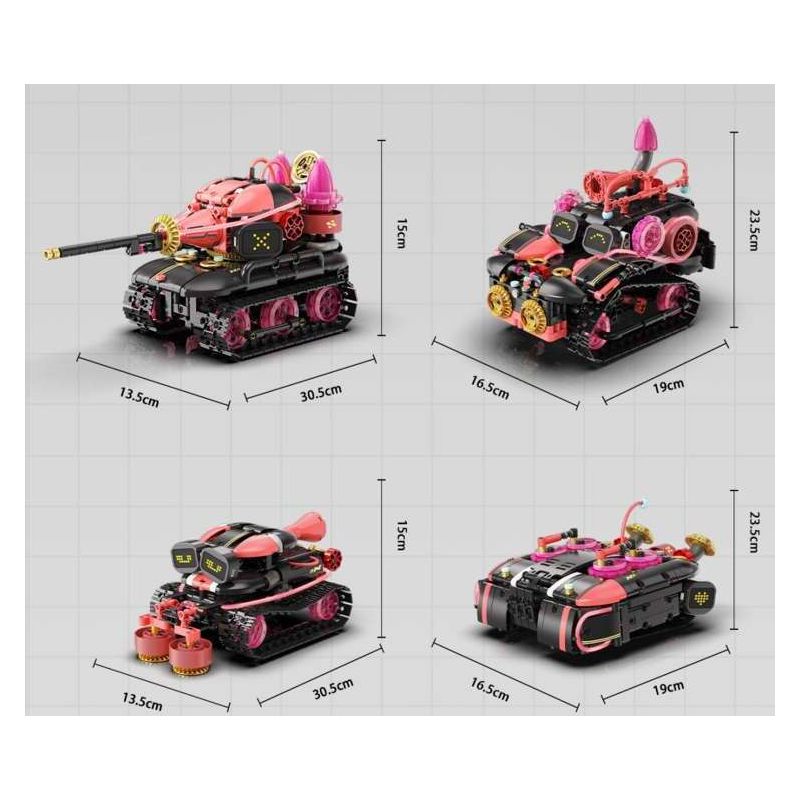 No license PL012 Xếp hình lắp ráp ghép mô hình Mèo âm nhạc biến thành robot 5 trong 1