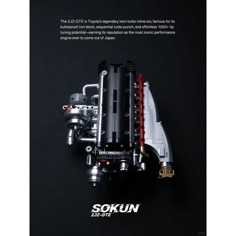 Pibo PB8814 Xếp hình lắp ráp ghép mô hình SOKUN: Động cơ 2JZ-GTE