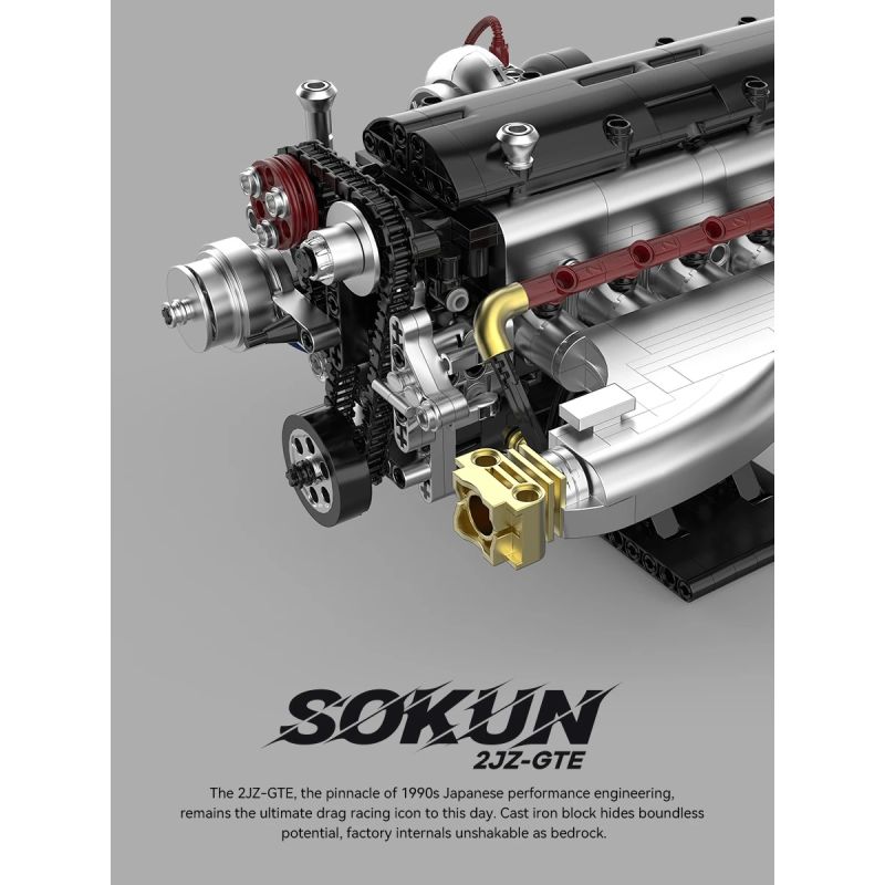 Pibo PB8814 Xếp hình lắp ráp ghép mô hình SOKUN: Động cơ 2JZ-GTE