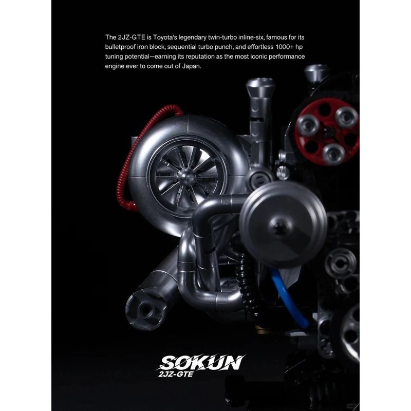 Pibo PB8814 Xếp hình lắp ráp ghép mô hình SOKUN: Động cơ 2JZ-GTE
