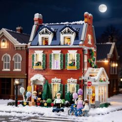 Lumibricks FunWhole 15009 Redbrick Row House Xếp hình lắp ráp ghép mô hình Cuộc sống thị trấn nhỏ: biệt thự gạch đỏ