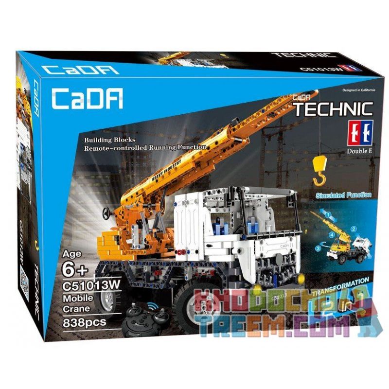DOUBLEE CADA C51013 51013 non  XE CẨU HÀNG bộ đồ chơi xếp lắp ráp ghép mô hình  MOBILE CRANE Kỹ Thuật Công Nghệ Cao Mô Hình Phương Tiện 838 khối