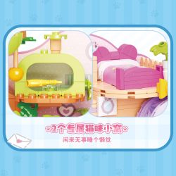 TOP TOY TC3103 Xếp hình lắp ráp ghép mô hình Thời gian rảnh rỗi của Sanrio Meow Meow Meow House BOX Coolomi, Melody