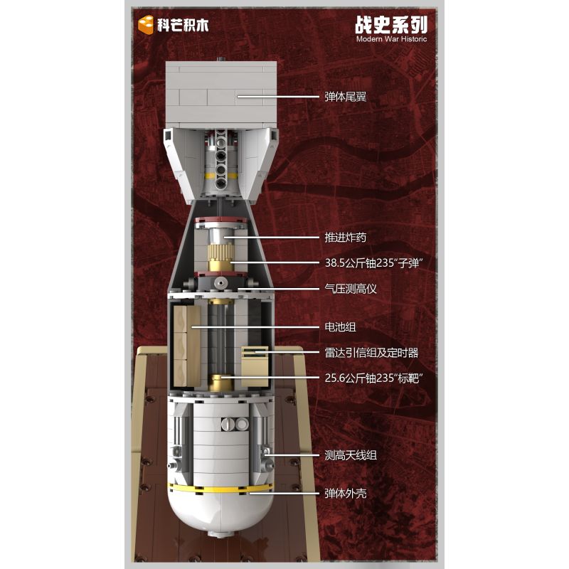 Comang 25999 Xếp hình lắp ráp ghép mô hình Mô hình bom nguyên tử hoàn chỉnh bên trong cậu bé Hiroshima trong Thế chiến thứ hai