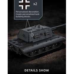 12GO 97020 E-100 Heavy Tank Xếp hình lắp ráp ghép mô hình Xe tăng hạng nặng E-100 phiên bản tháp pháo Maus 1:28