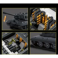 12GO 97020 E-100 Heavy Tank Xếp hình lắp ráp ghép mô hình Xe tăng hạng nặng E-100 phiên bản tháp pháo Maus 1:28