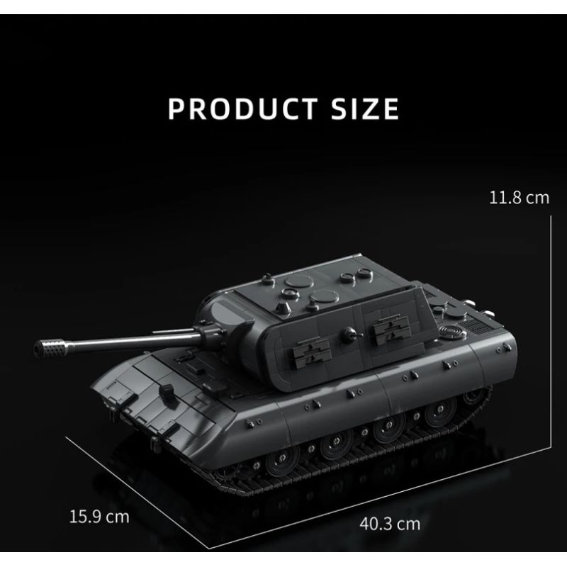 12GO 97020 E-100 Heavy Tank Xếp hình lắp ráp ghép mô hình Xe tăng hạng nặng E-100 phiên bản tháp pháo Maus 1:28