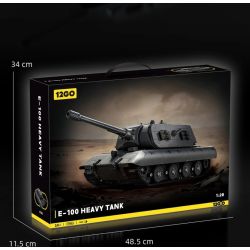 12GO 97020 E-100 Heavy Tank Xếp hình lắp ráp ghép mô hình Xe tăng hạng nặng E-100 phiên bản tháp pháo Maus 1:28