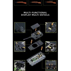 12GO 97020 E-100 Heavy Tank Xếp hình lắp ráp ghép mô hình Xe tăng hạng nặng E-100 phiên bản tháp pháo Maus 1:28