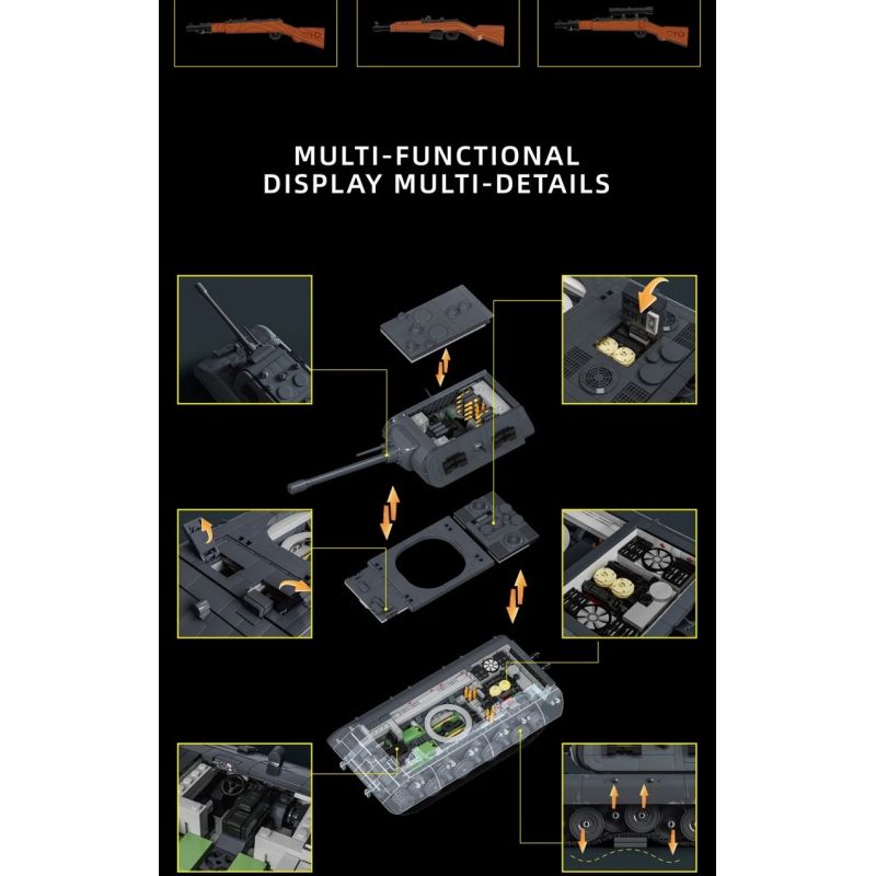 12GO 97020 E-100 Heavy Tank Xếp hình lắp ráp ghép mô hình Xe tăng hạng nặng E-100 phiên bản tháp pháo Maus 1:28