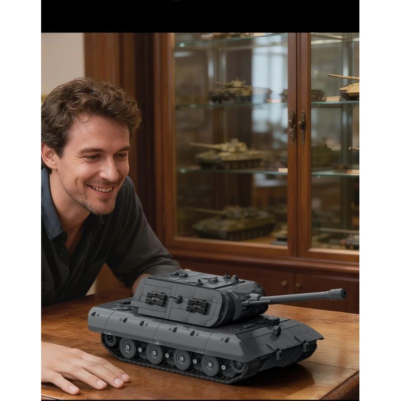 12GO 97020 E-100 Heavy Tank Xếp hình lắp ráp ghép mô hình Xe tăng hạng nặng E-100 phiên bản tháp pháo Maus 1:28