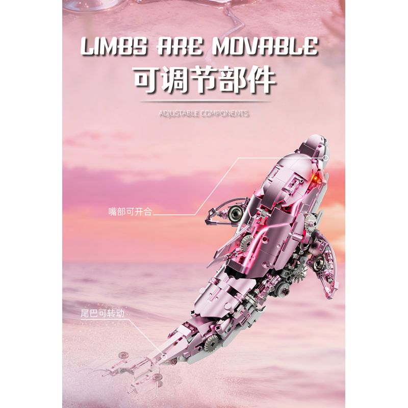 Beautiful and 13098 Beautiful and 13099 Xếp hình lắp ráp ghép mô hình Cá heo cơ khí