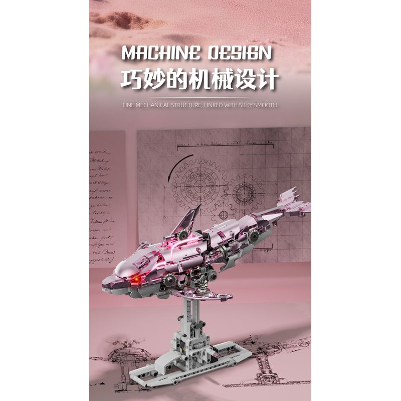 Beautiful and 13098 Beautiful and 13099 Xếp hình lắp ráp ghép mô hình Cá heo cơ khí