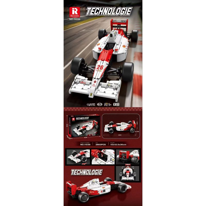 Reobrix 11039 Xếp hình lắp ráp ghép mô hình Đua xe công thức MP4 1:8
