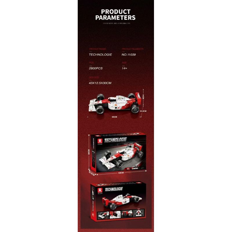 Reobrix 11039 Xếp hình lắp ráp ghép mô hình Đua xe công thức MP4 1:8