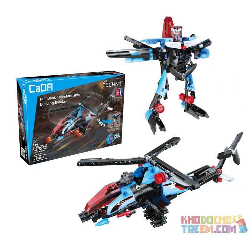 DOUBLEE CADA C52007 52007 non  TRỰC THĂNG BIẾN HÌNH bộ đồ chơi xếp lắp ráp ghép mô hình  HELICOPTER GUNSHIP Kỹ Thuật Công Nghệ Cao Mô Hình Phương Tiện 275 khối