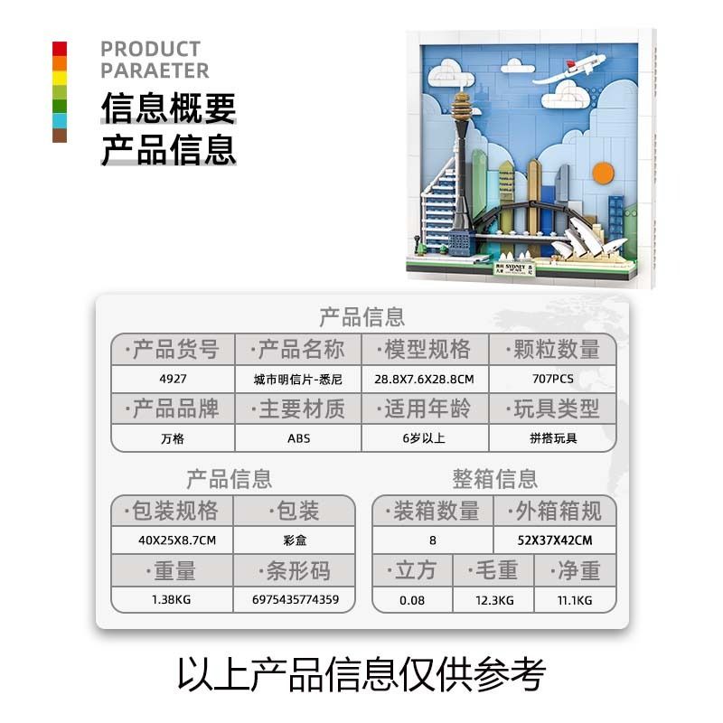 WANGE LIGAO Dr.Luck 4927 City Postcard Xếp hình lắp ráp ghép mô hình Bưu thiếp thành phố: Sydney