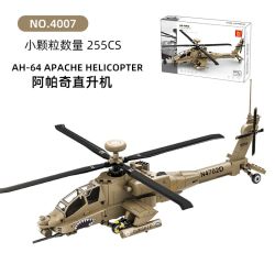 WANGE LIGAO Dr.Luck 4007 AH-64 Apache Helicopter Xếp hình lắp ráp ghép mô hình Trực thăng AH-64 Apache