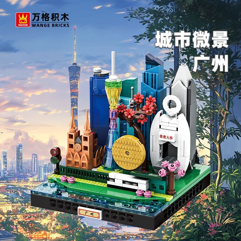 WANGE LIGAO Dr.Luck 3112 City Microcosm Xếp hình lắp ráp ghép mô hình Toàn cảnh thành phố: Quảng Châu