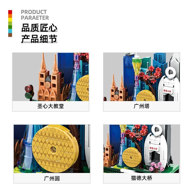 WANGE LIGAO Dr.Luck 3112 City Microcosm Xếp hình lắp ráp ghép mô hình Toàn cảnh thành phố: Quảng Châu
