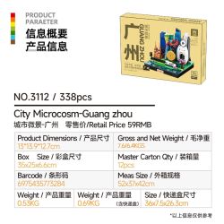 WANGE LIGAO Dr.Luck 3112 City Microcosm Xếp hình lắp ráp ghép mô hình Toàn cảnh thành phố: Quảng Châu